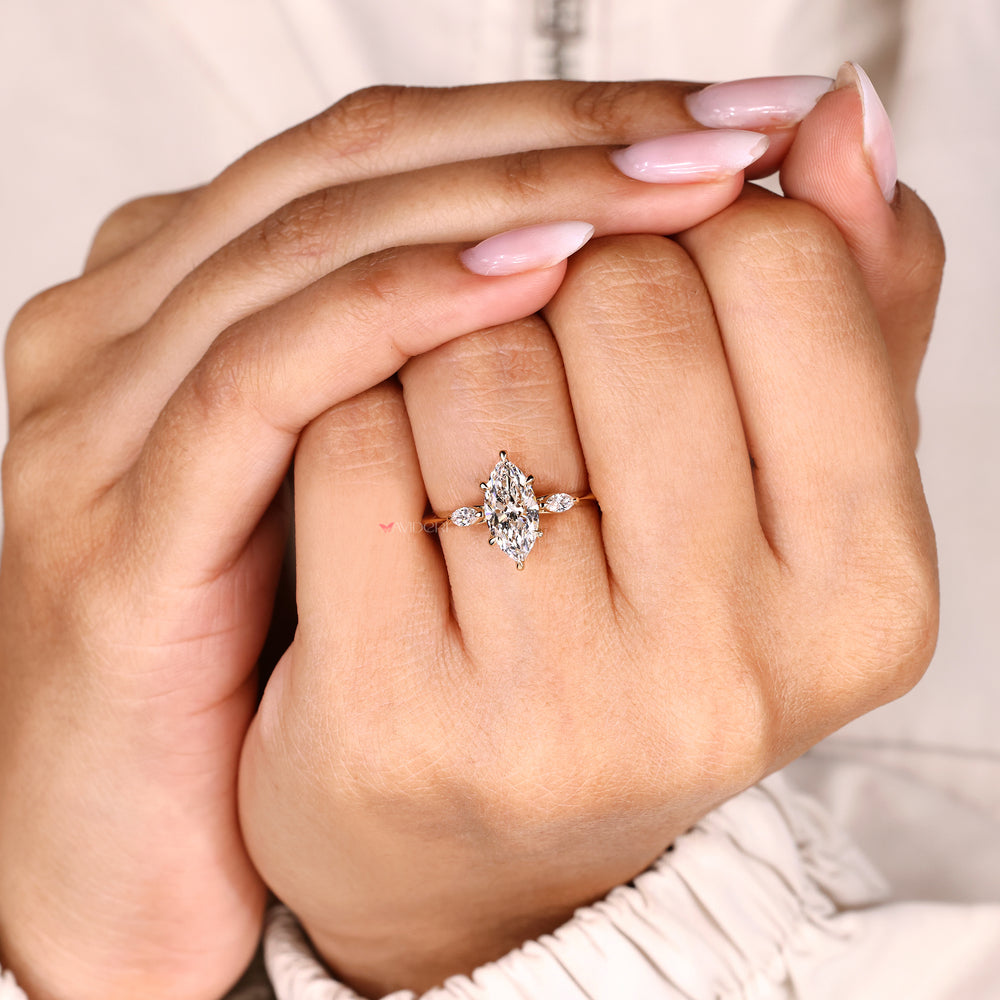 Handmade marquise diamond ring tulip style.

