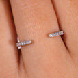 Open gap wedding band in white gold.