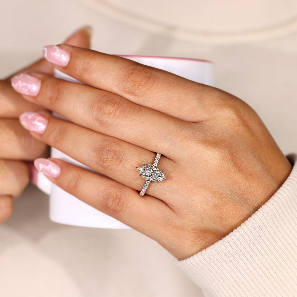 Nature inspired marquise diamond engagement ring.
