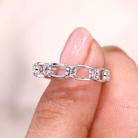 Link Chain Round Diamond Wedding Band