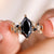 Dutch marquise engagement ring with black stone engagement ring.