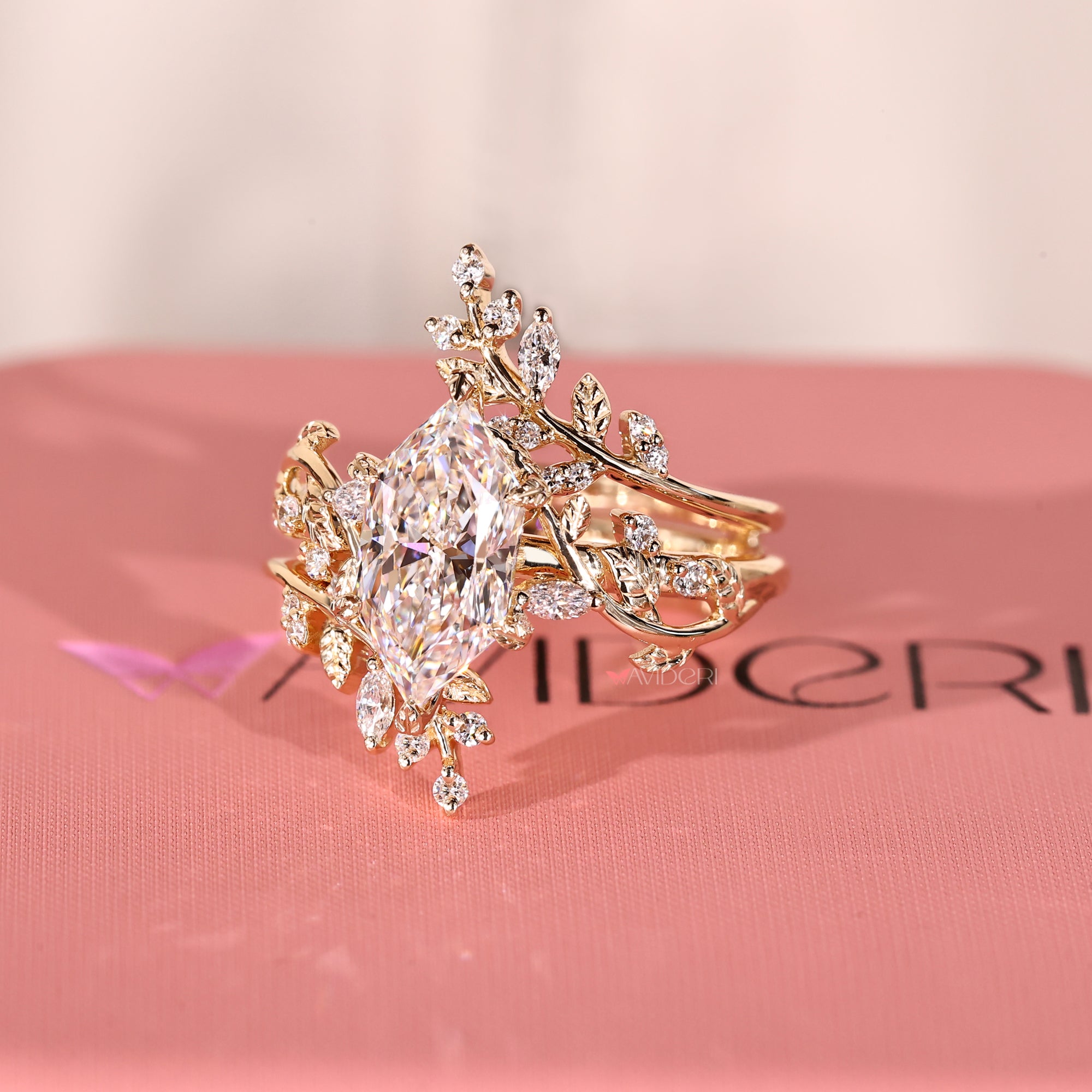 Dutch marquise diamond ring with 6 leaf style prong.