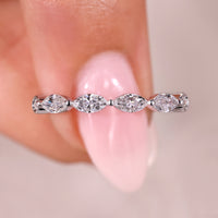 Marquise Diamond Wedding Band with Bezel Setting