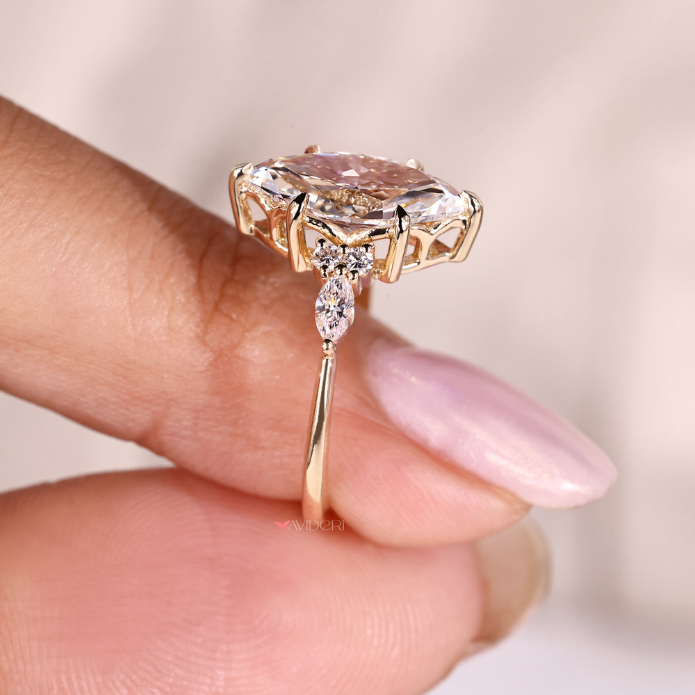 Tapered shank ring creates smooth fit with narrowing band.