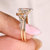Lab grown hexagon diamond ring with curved eternity wedding band

