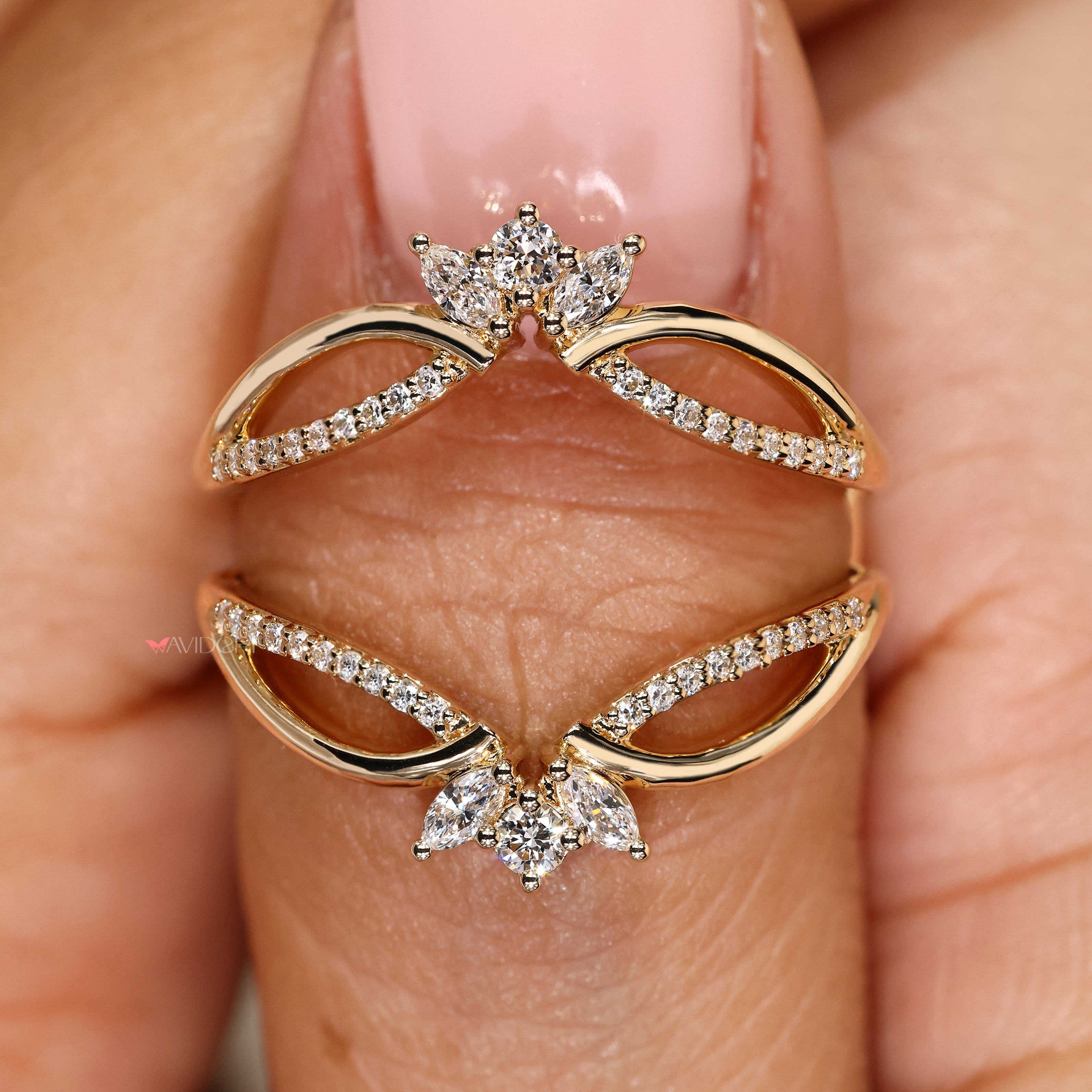 Handmade semi eternity diamond wrap band.
