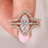 Marquise Diamond Ring With Wrap Guard Wedding Band