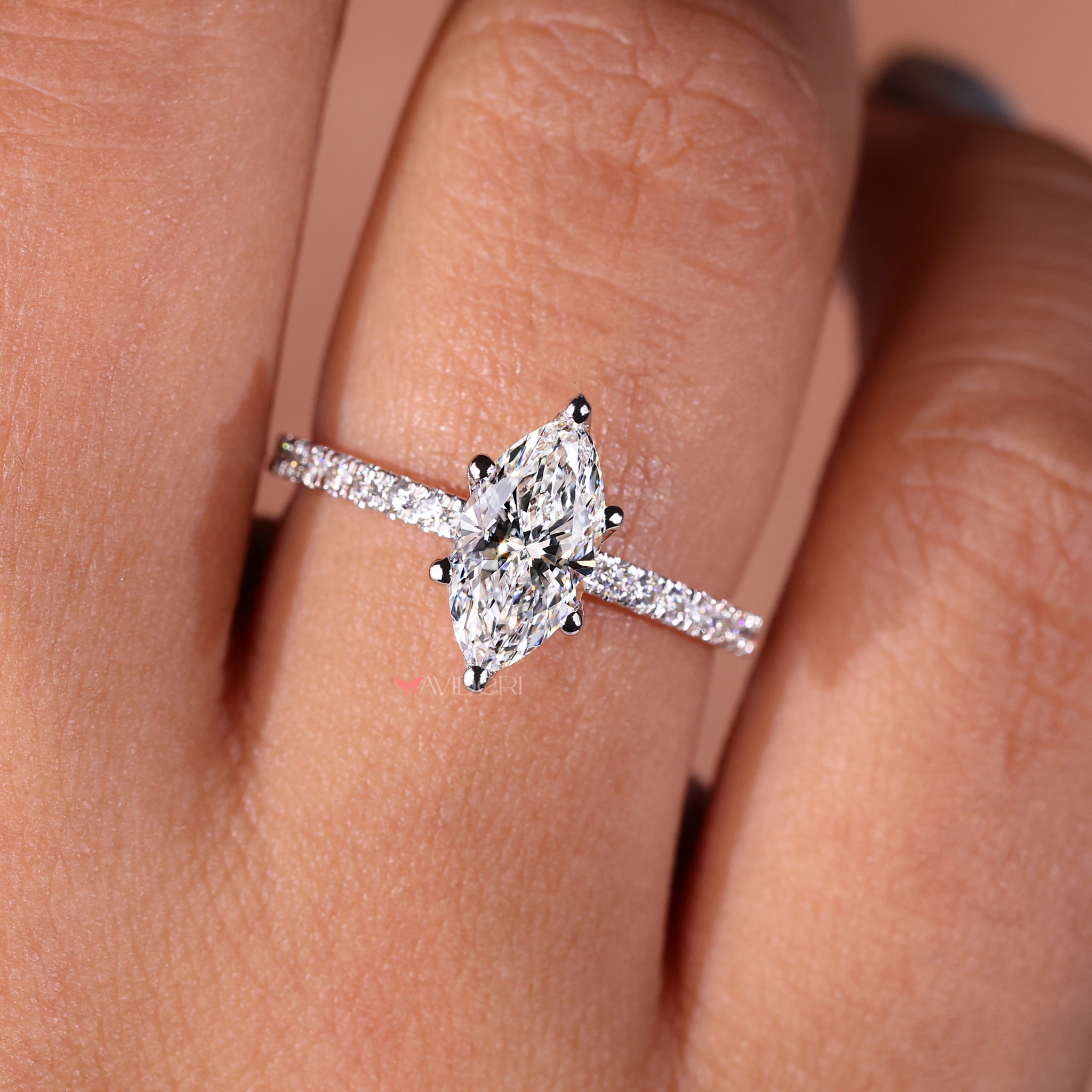 Elegant 2 carat marquise diamond ring for your big day.
