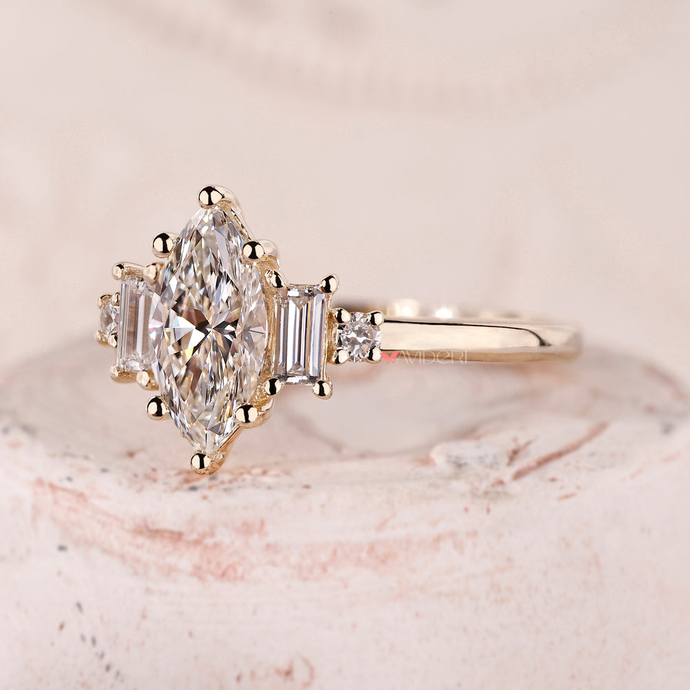 6 prong engagement ring with a handmade jewelry finish.

