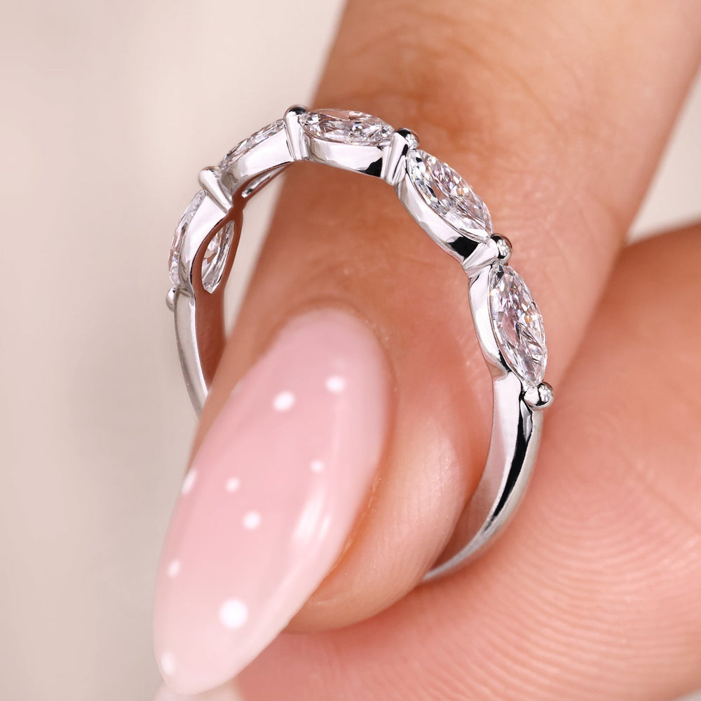 Marquise diamond wedding band with 5 stone wedding band.