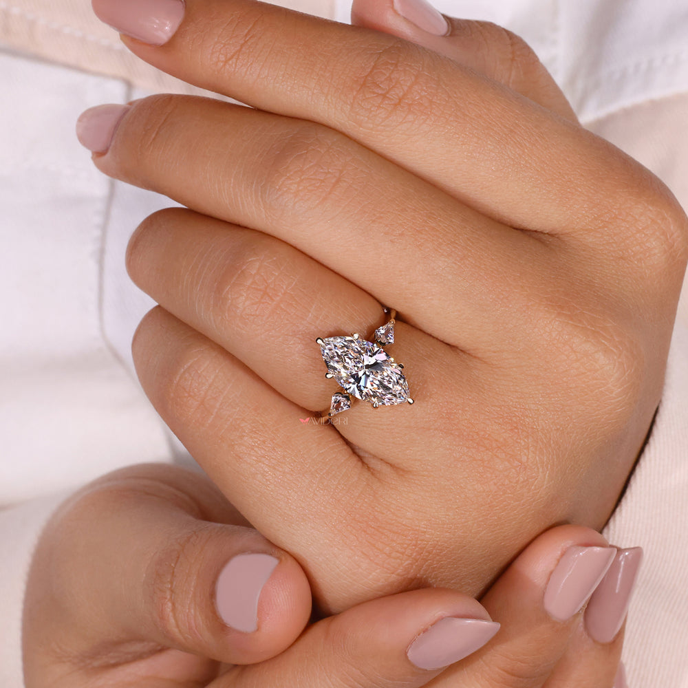 3 diamond engagement ring marquise engagement ring
