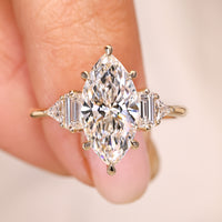 Five Stone Marquise Diamond Engagement Ring in Tapered Shank