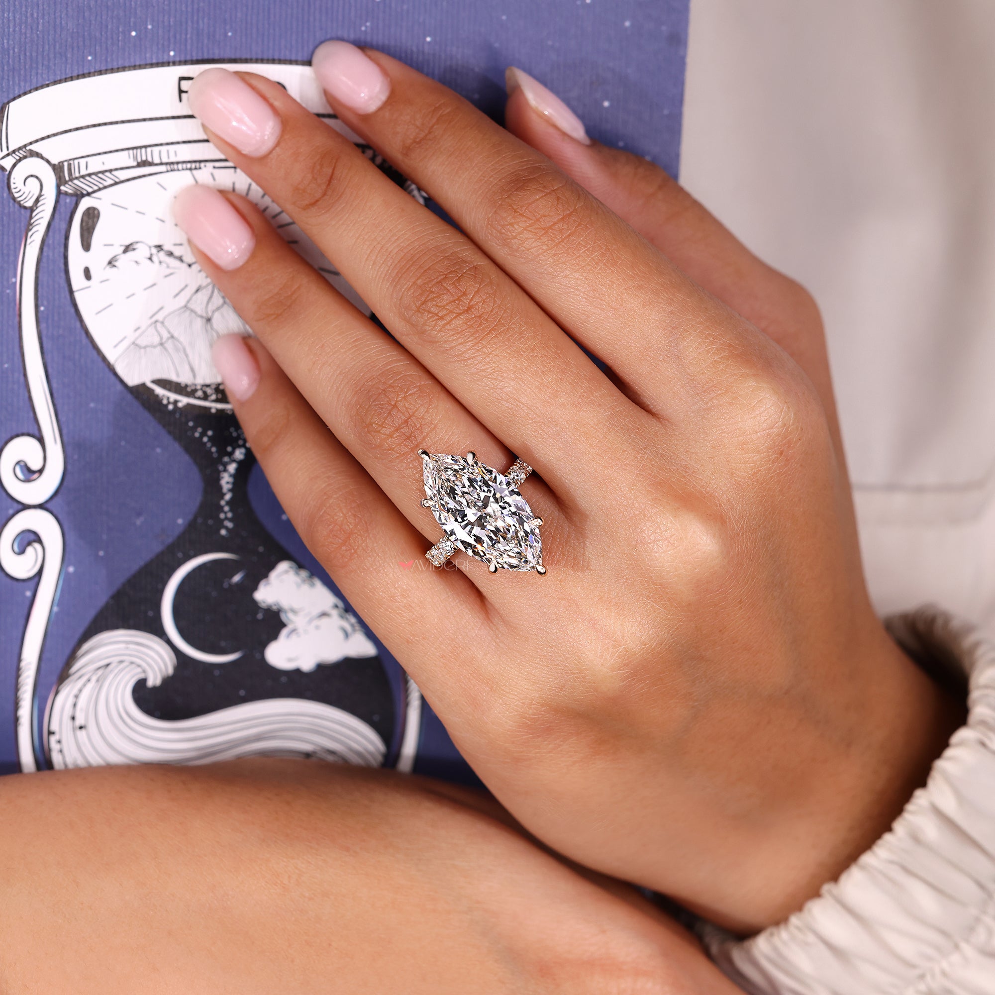 IGI Certified 10 Carat Marquise Diamond Engagement Ring