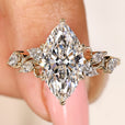 Nature inspired engagement ring with marquise center lab grown diamond
