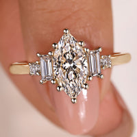 Marquise Engagement Ring - Yellow Gold Elegance