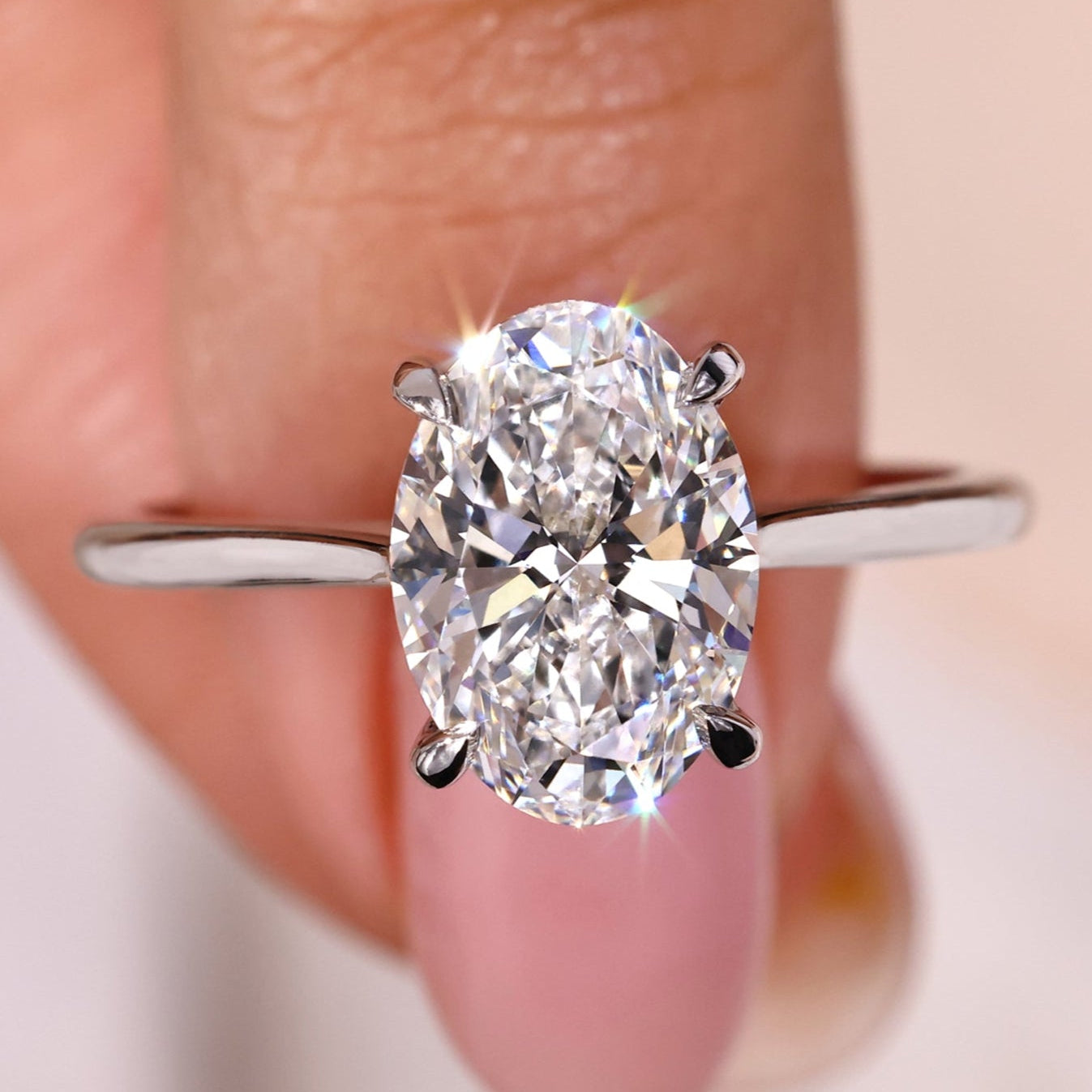 Oval Diamond Engagement Ring - Cathedral Setting