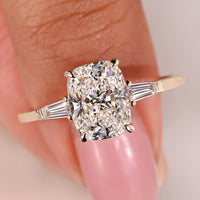 Three Stone Diamond Ring in Cushion Cut Design