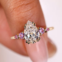 Pear Shaped Diamond Ring - 5 Stone Sparkle