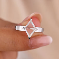 White Gold Engagement Ring – Lozenge Portrait Diamond Cut