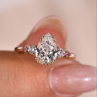 Pear Diamond Ring -  Stunning Gold Setting