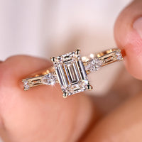 Emerald Cut Diamond Ring - Elegant White Gold