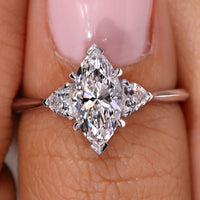 3 Stone Marquise Engagement Ring