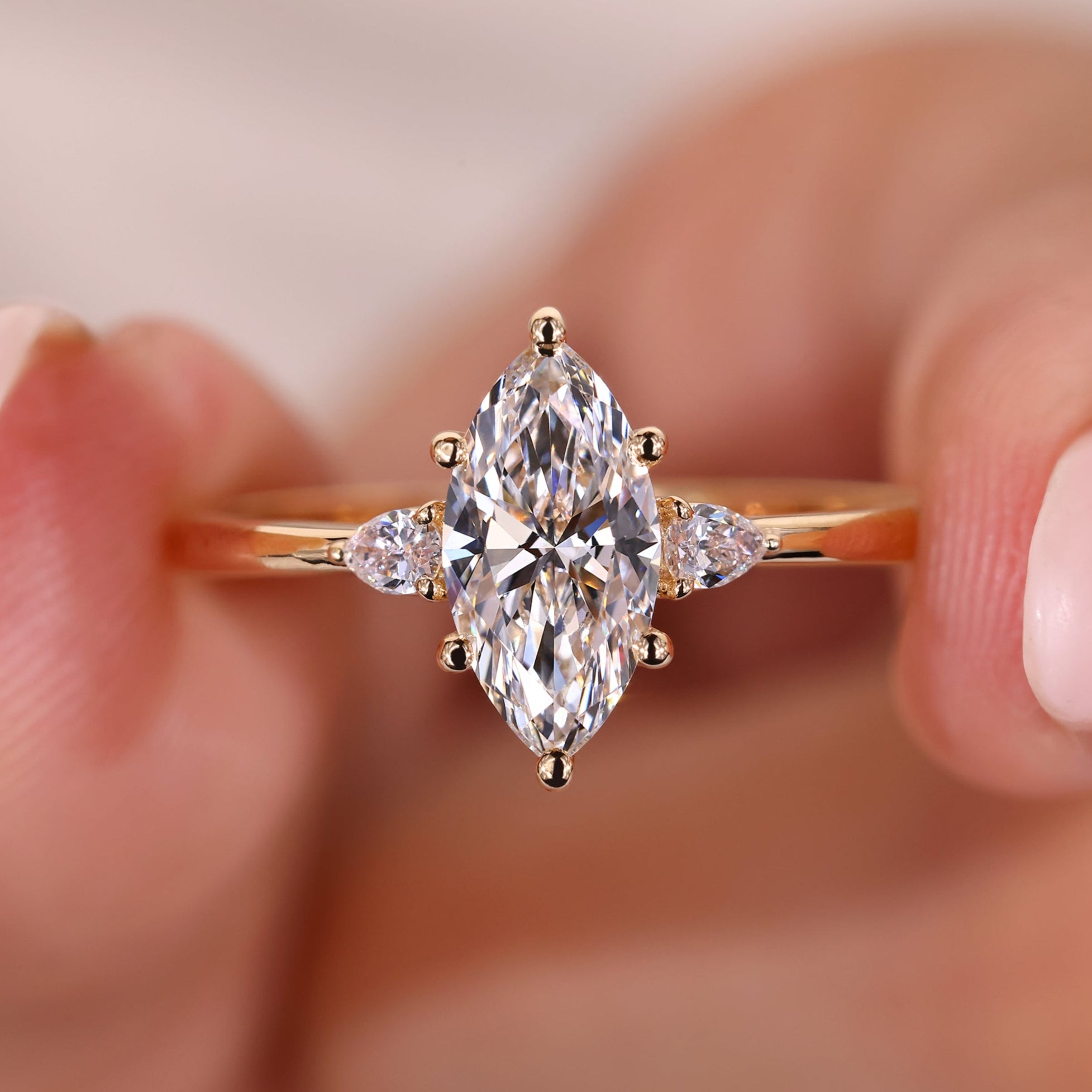 Marquise diamond ring with stunning craftsmanship.
