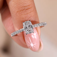 Cushion Cut Diamond Ring - Hidden Halo Design