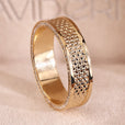 Mens gold wedding ring crafted in yellow gold with lab grown diamonds.
