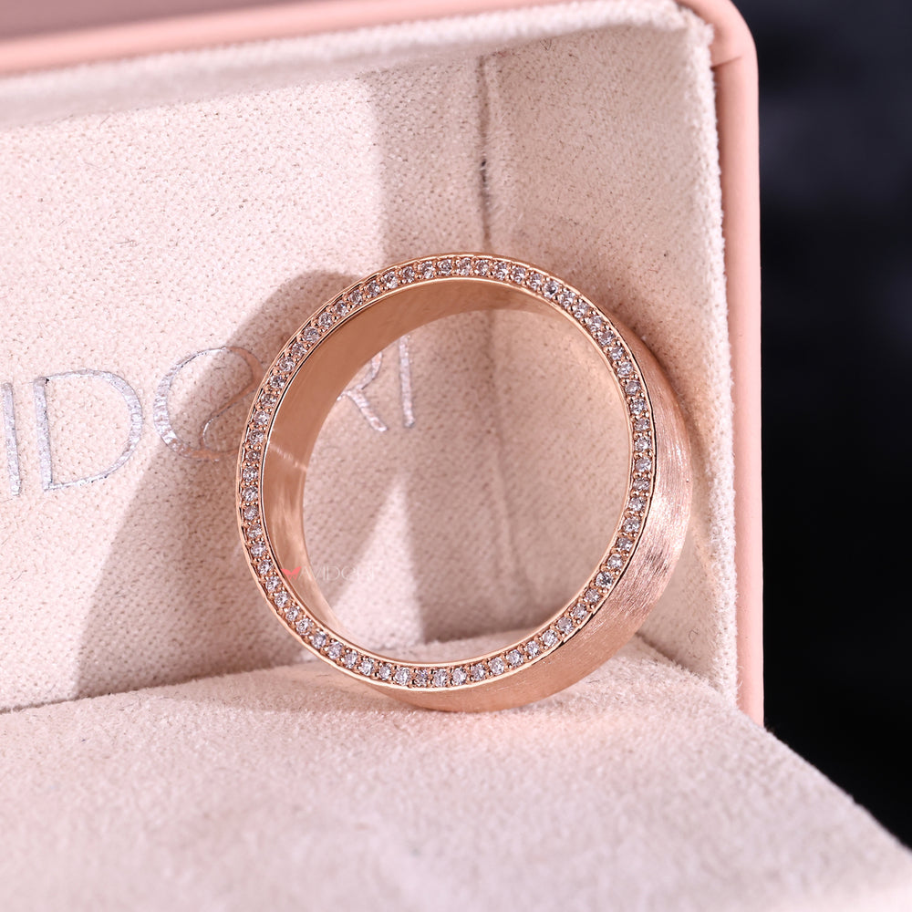 Double side eternity ring and brushed finish ring.