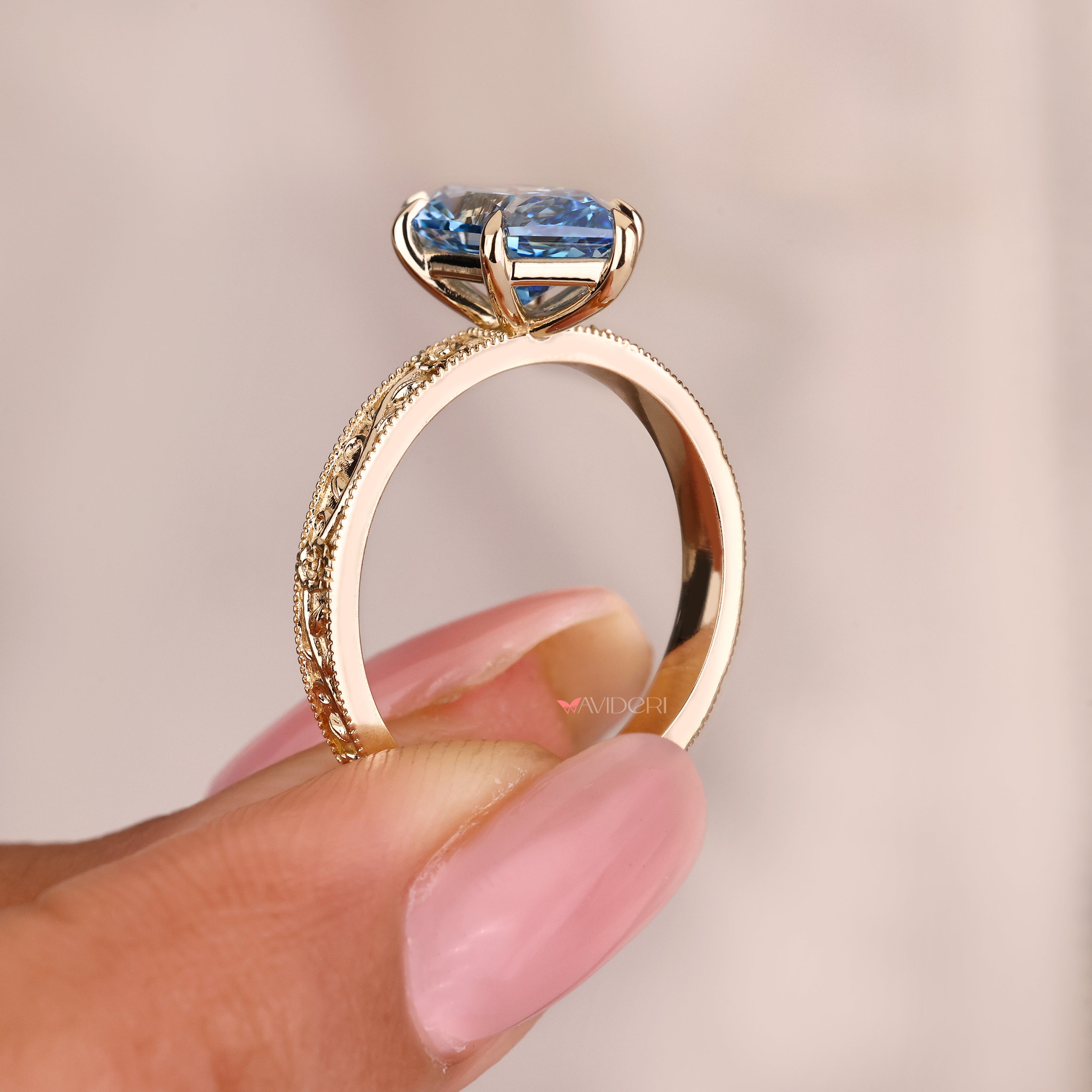 Lab grown Dutch marquise diamond ring with vintage details
