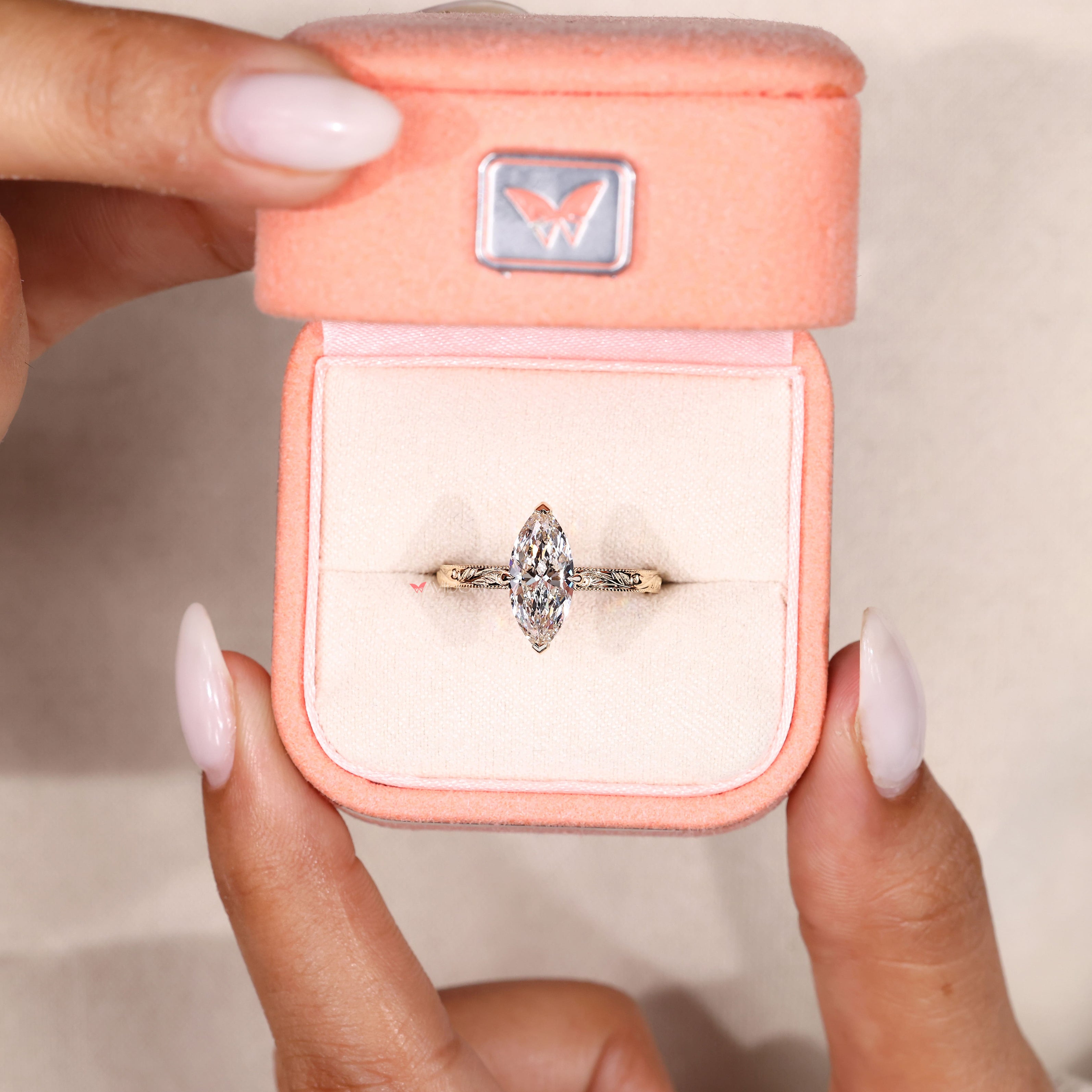 IGI certified marquise diamond ring handmade.
