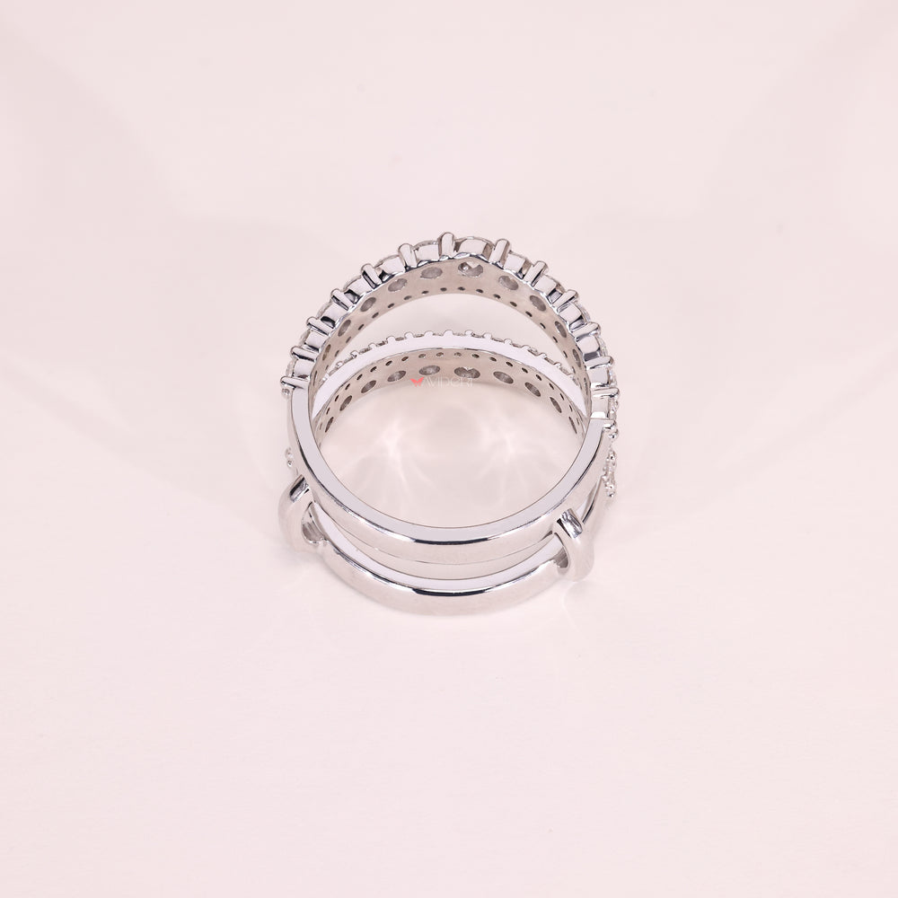 Double row pave enhancer wedding band design.
