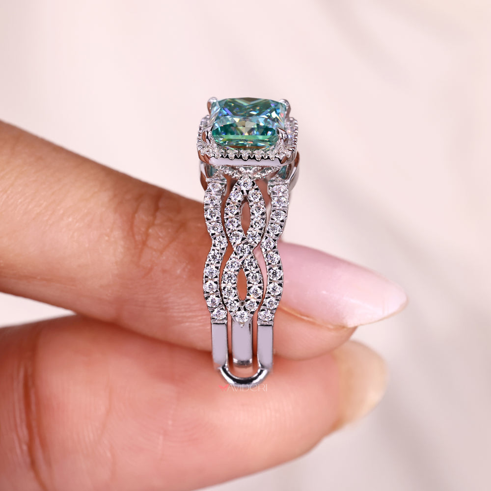 Infinity Twisted Pave Band adds elegance and style to the bridal set.