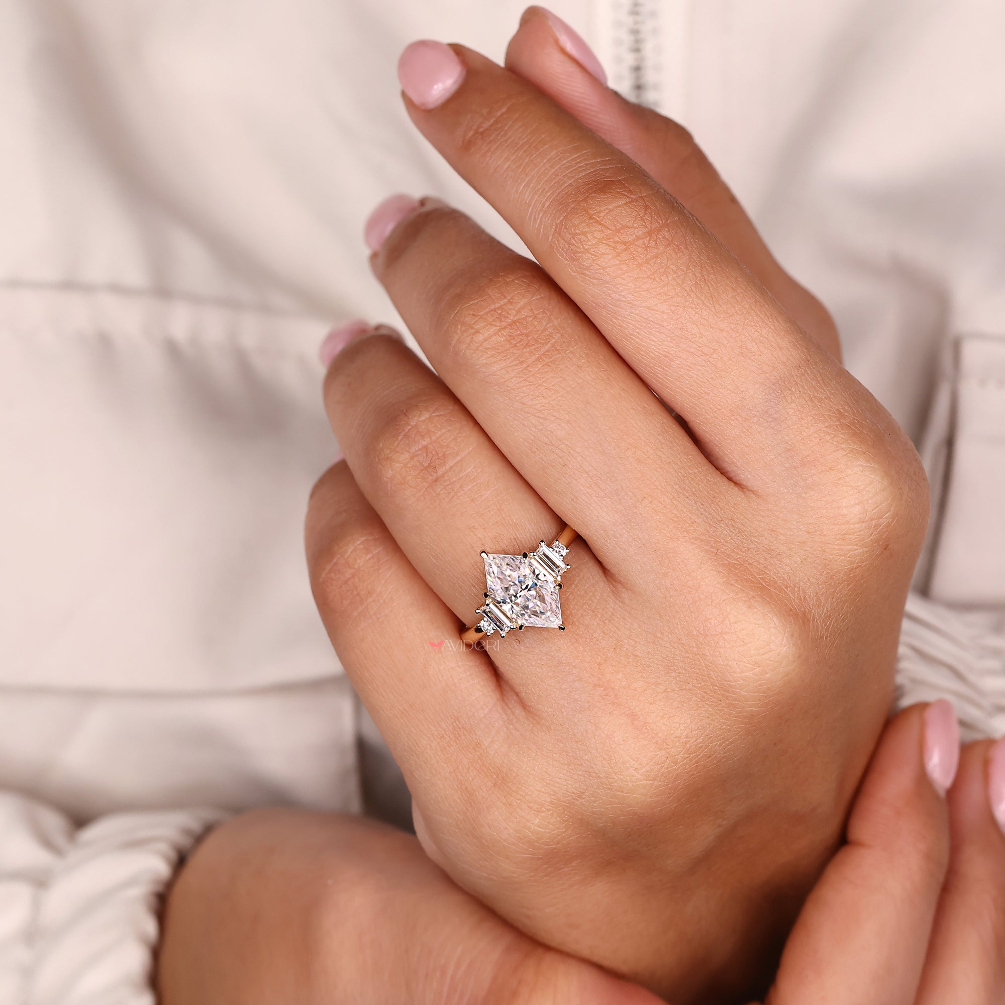 Moissanite engagement ring with Buy a Moissanite ring option.