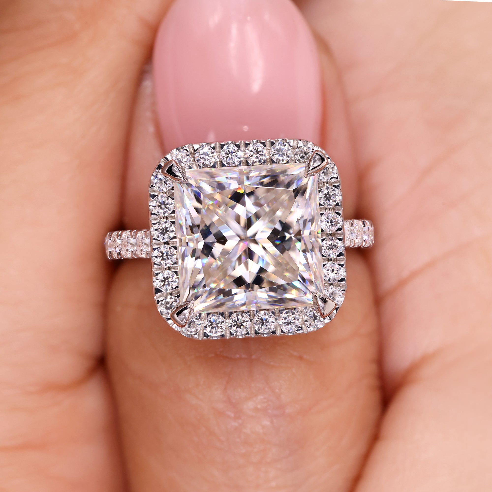 Buy a Moissanite ring in white gold engagement ring.