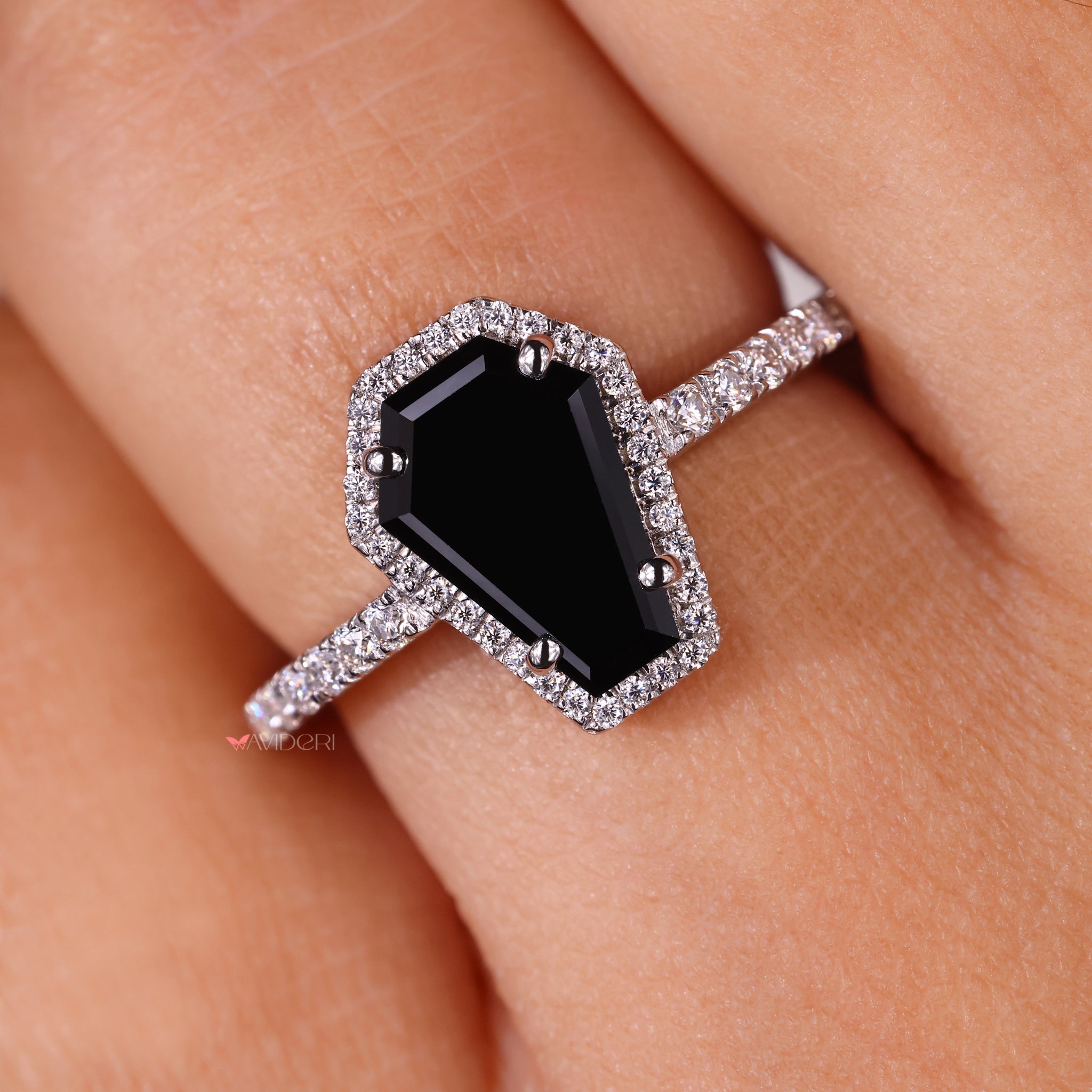 Black Coffin Ring designed with sharp cuts and handcrafted brilliance.