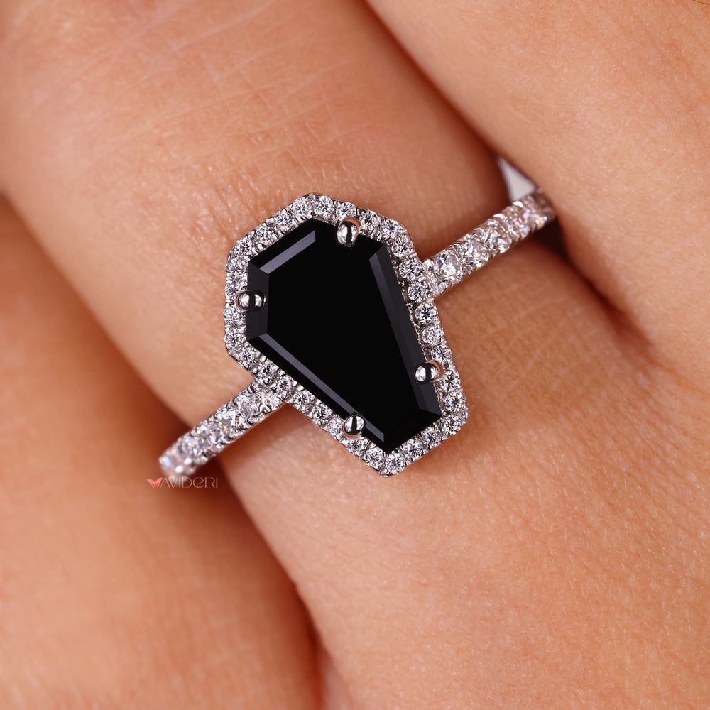 Black Coffin Ring designed with sharp cuts and handcrafted brilliance.