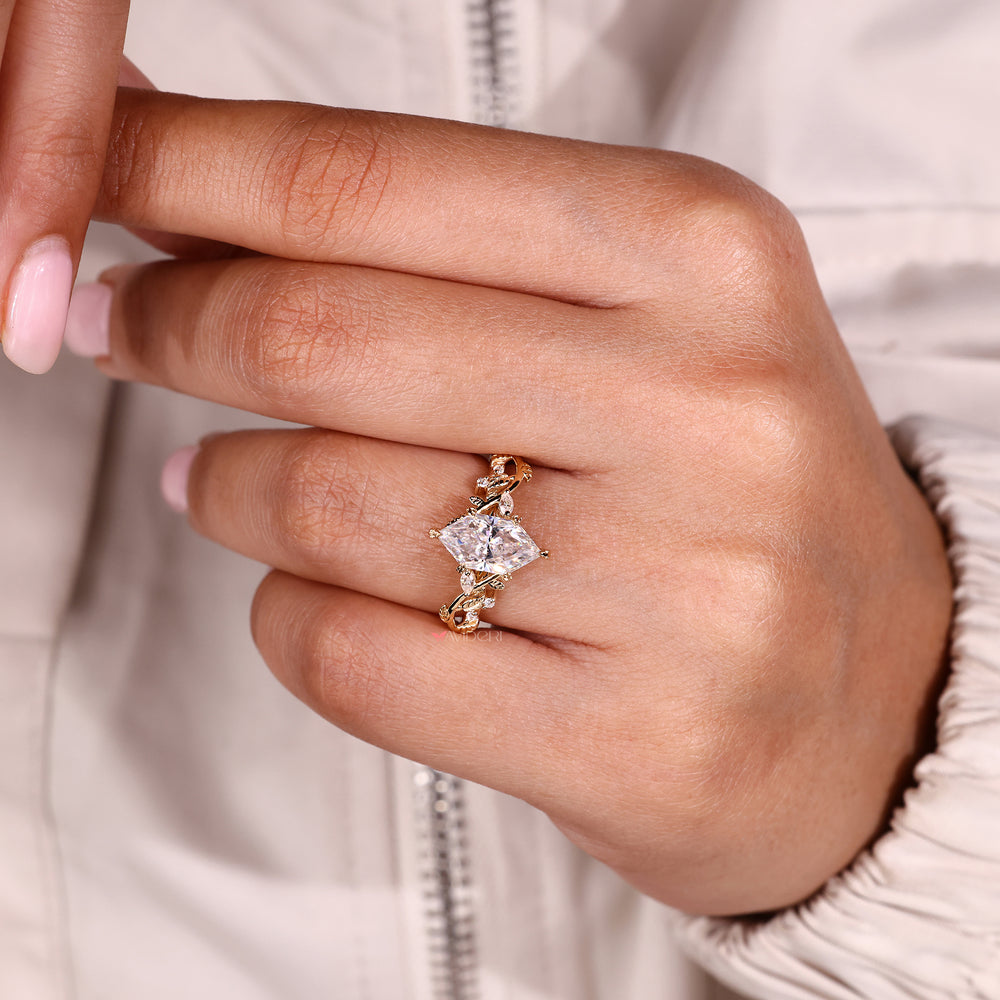 Handmade ring with marquise and round stones.