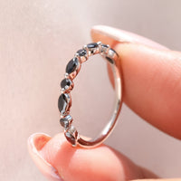 Black Marquise And Round Wedding Band - Half Eternity Style