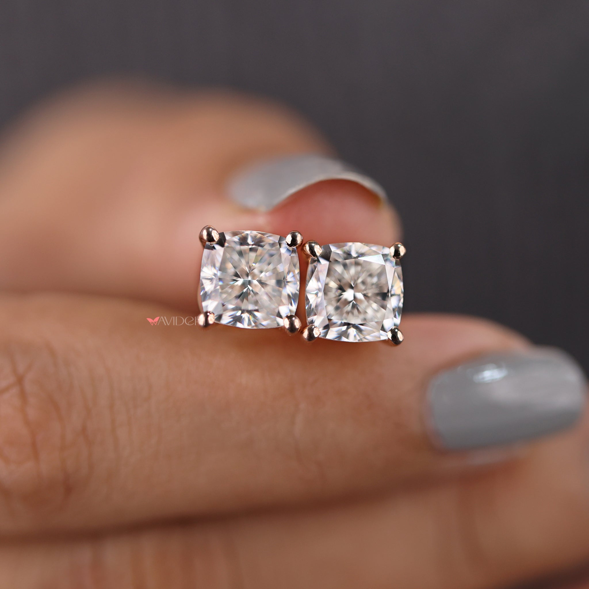 The cushion cut earrings bring a timeless design and sparkle.