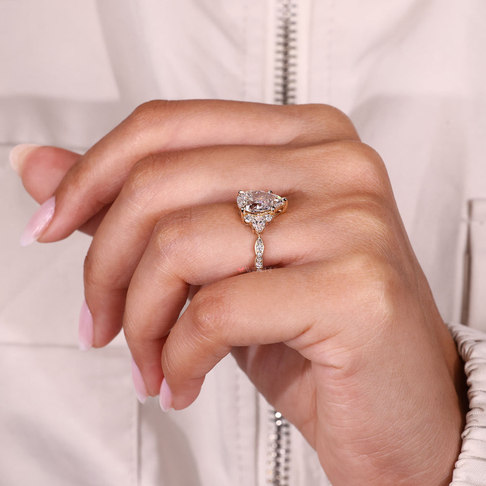 Pear cut lab grown diamond ring IGI certified.

