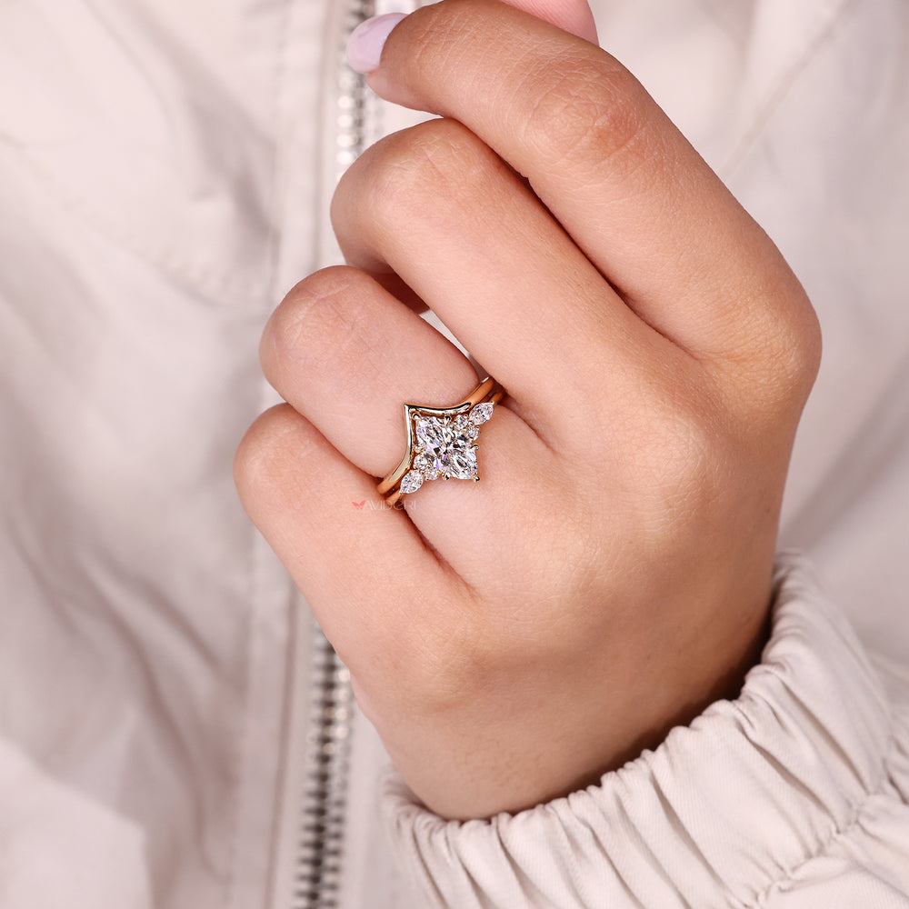 Handmade marquise diamond ring with muse setting.
