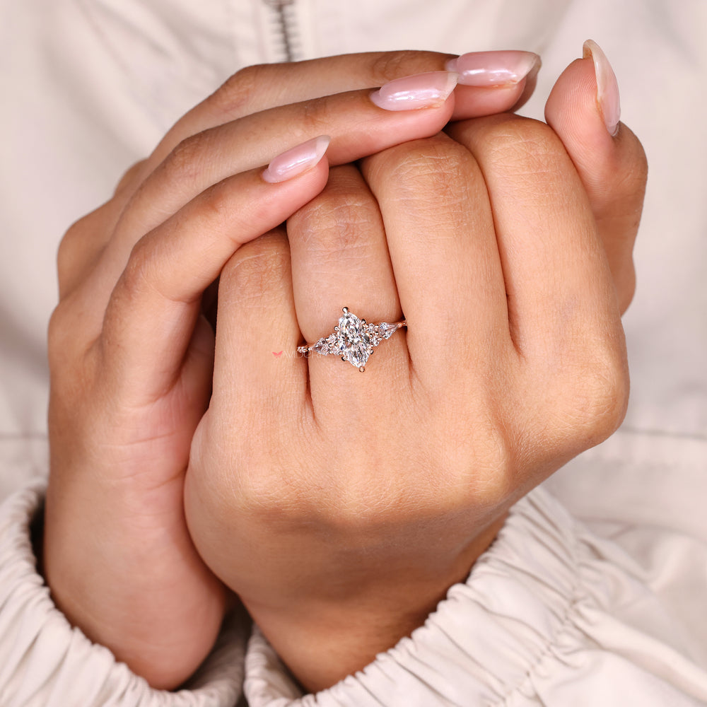 Muse setting marquise diamond ring handmade.
