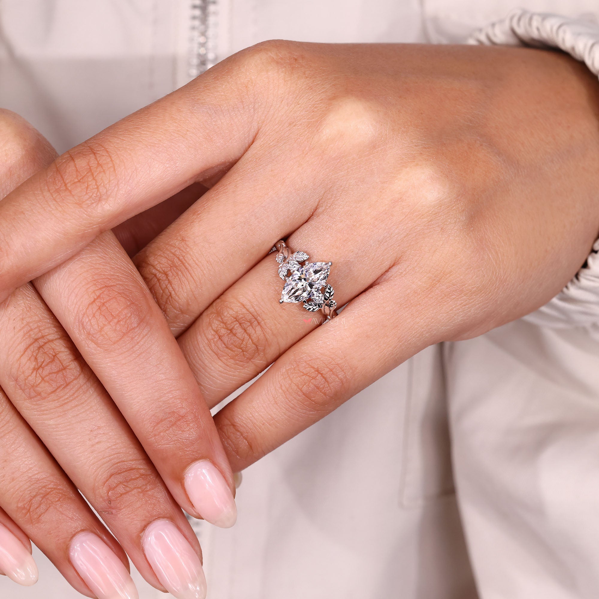 IGI certified marquise diamond engagement ring.
