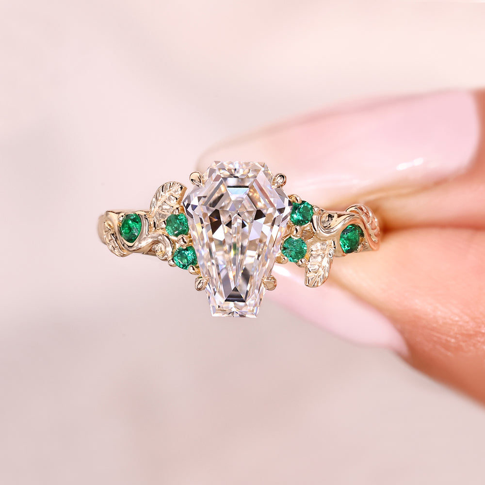 Handmade Coffin Cut Diamond Engagement Ring.
