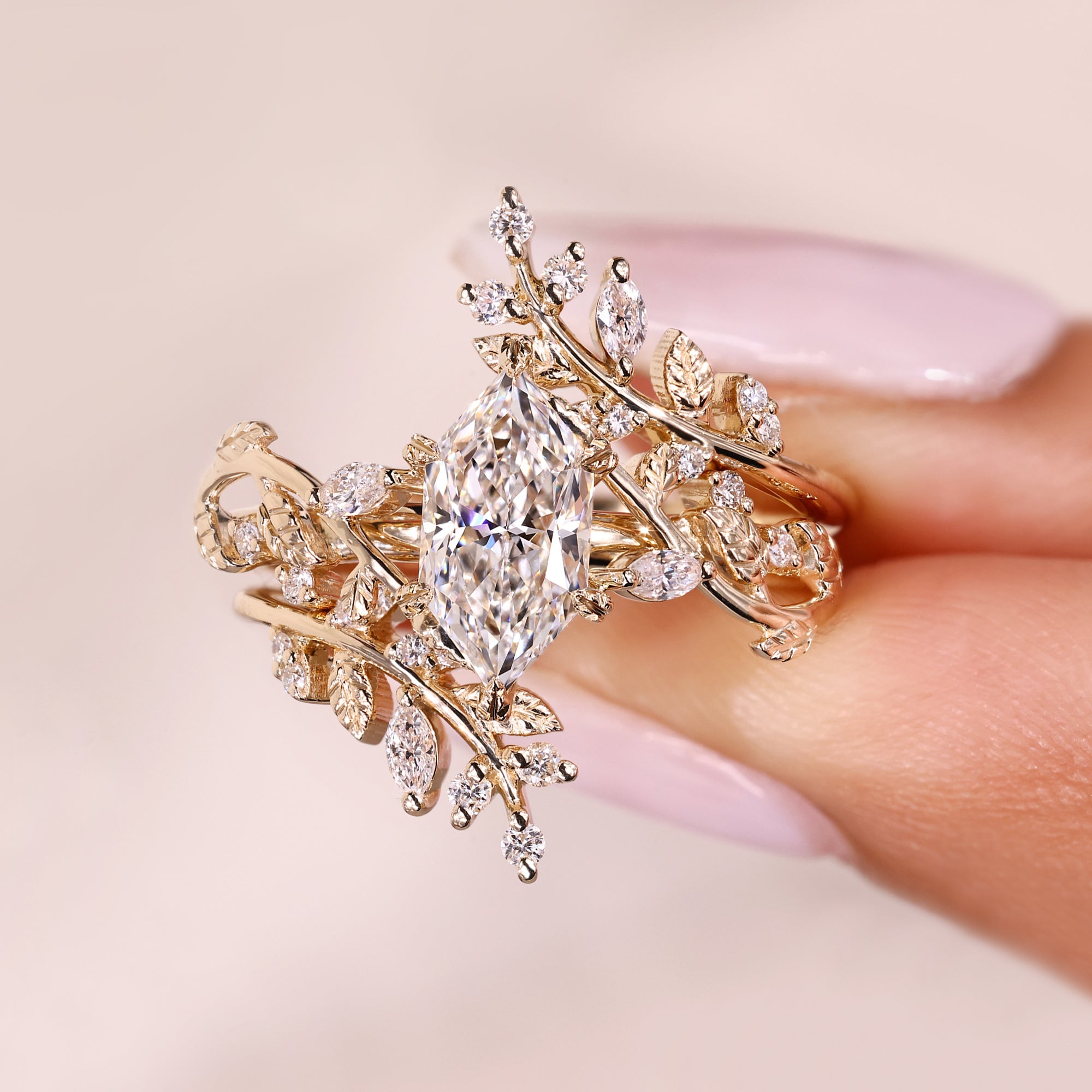 Avideri handmade lab grown diamond bridal set.