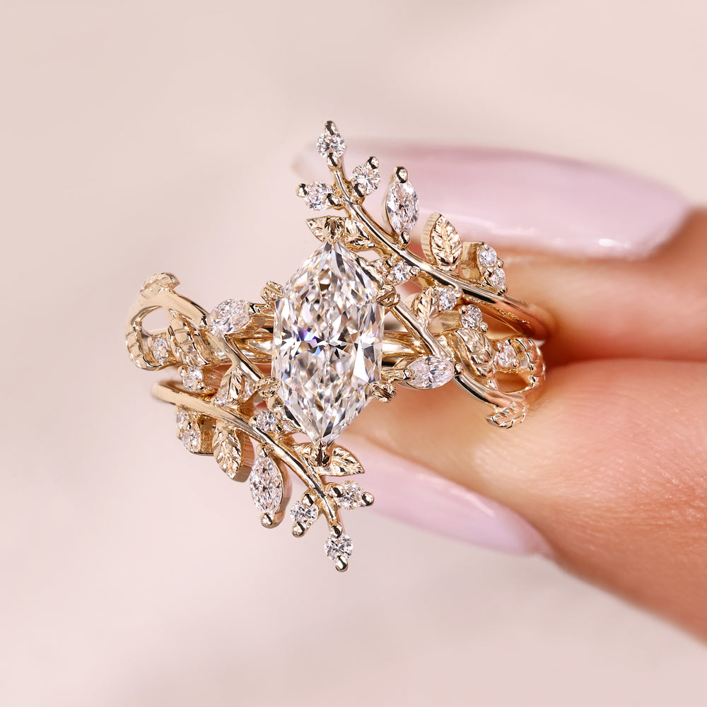 Avideri handmade lab grown diamond bridal set.