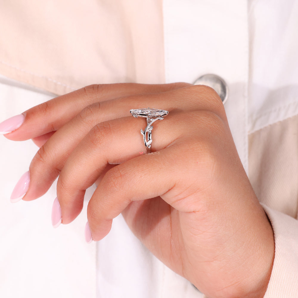 Nature inspired ring, avideri ring, white gold engagement ring