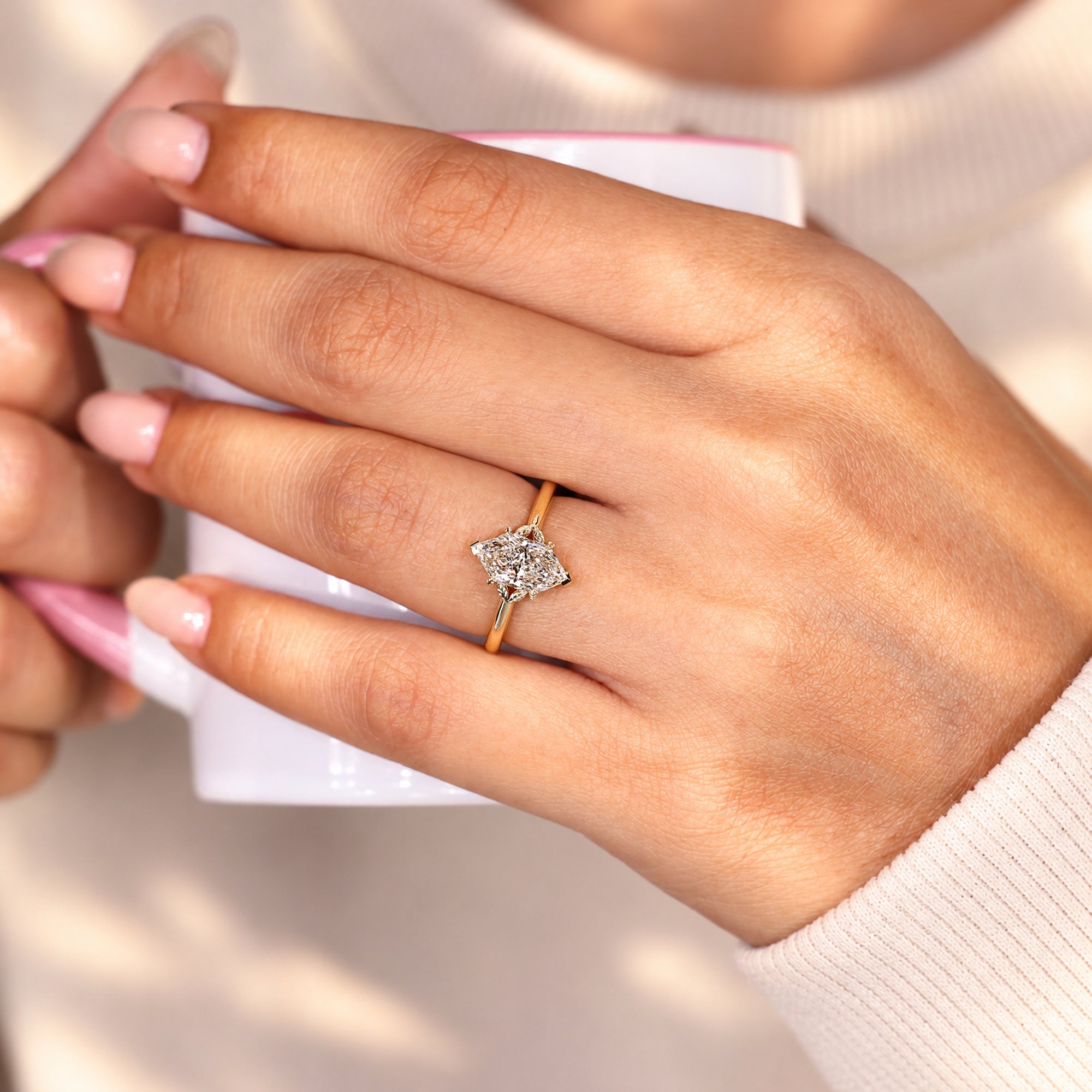 Nature inspired Dutch marquise lab grown diamond ring.
